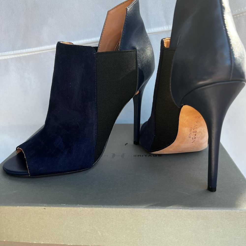 Halston Heritage Midnight and Ebony Stiletto Booties
